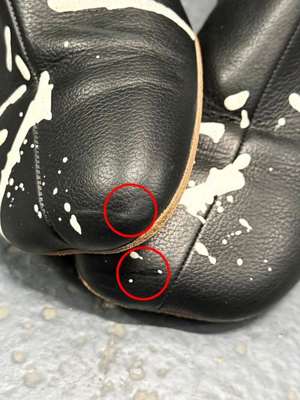 MAISON MARGIELA MM6 BLACK LEATHER PAINT SPLATTER BOOTS - Picture 14 of 14